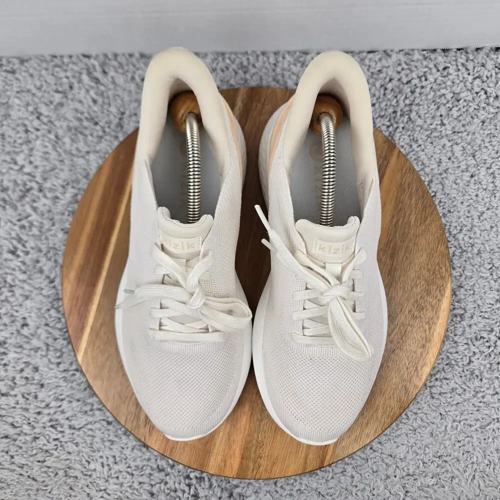 Kizik Womens 9 Athens White Creme Knit Slip On Hands-Free Casual Daily Sneaker